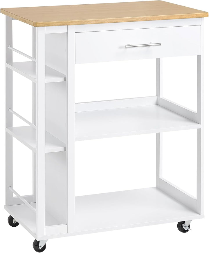 WOLTU Küchenwagen mit Arbeitsplatte, Servierwagen mit Rollen, Rollwagen mit Schublade offenen Ablage