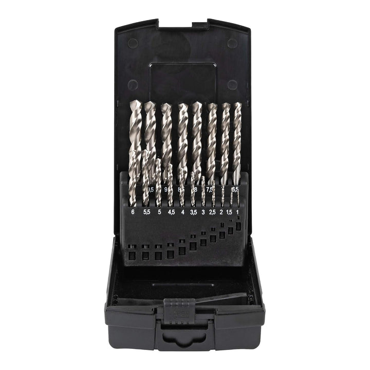 STIER Spiralbohrer Set HSS-G, 19-teilig, Metallbohrer Satz, Stahlbohrer Satz, alle gängigen Grössen,