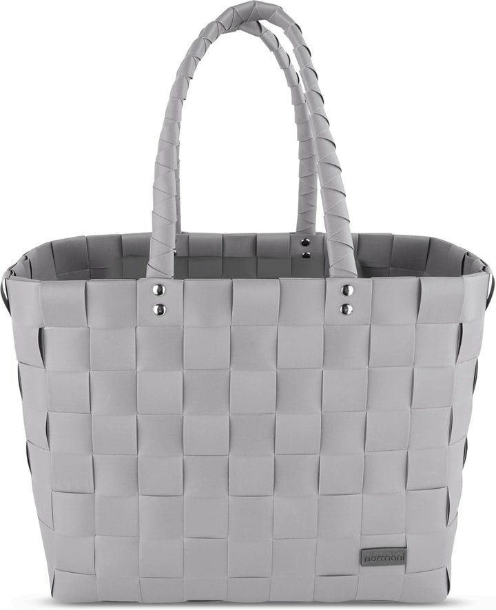 normani Einkaufskorb Shopper geflochten aus Kunststoff - robuster Strandkorb aus wasserabweisendem M