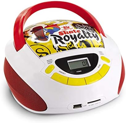 Metronic 477454 CD-Player für Kinder, Simpsons, mit USB-/AUX-IN-Port Rot/Weiss Simpson jaune, Simpso