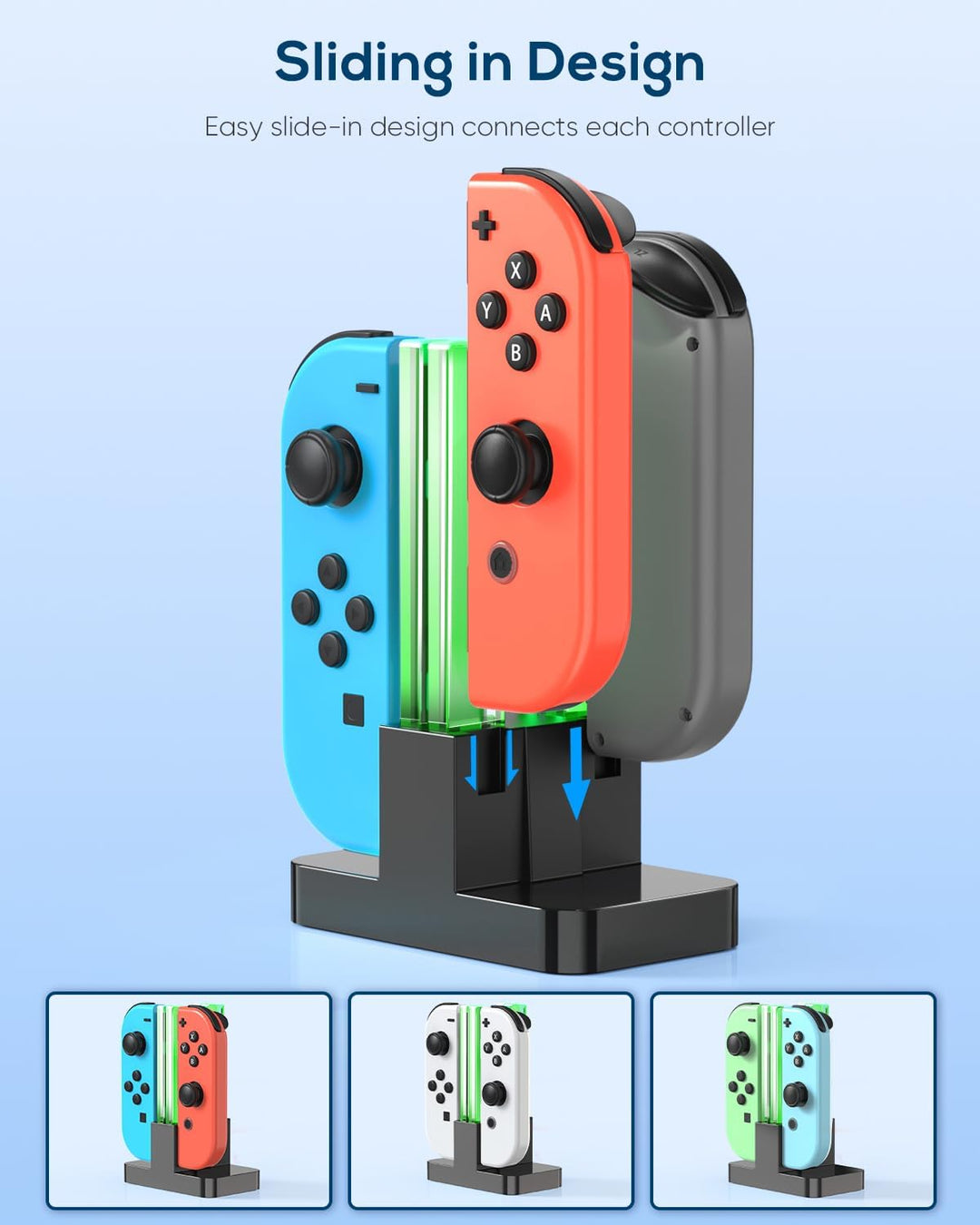 FYOUNG Switch Controller Ladestation Kompatibel mit Nintendo Switch/Switch OLED Modell Joy Con, Quad