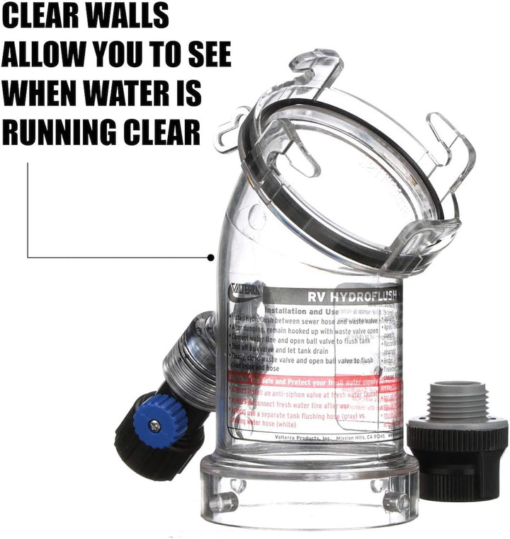 Valterra 45 Grad Hydroflush Aufsatz mit abnehmbarem Anti-iphon-Ventil für Wohnmobil, Wohnmobil, Anhä