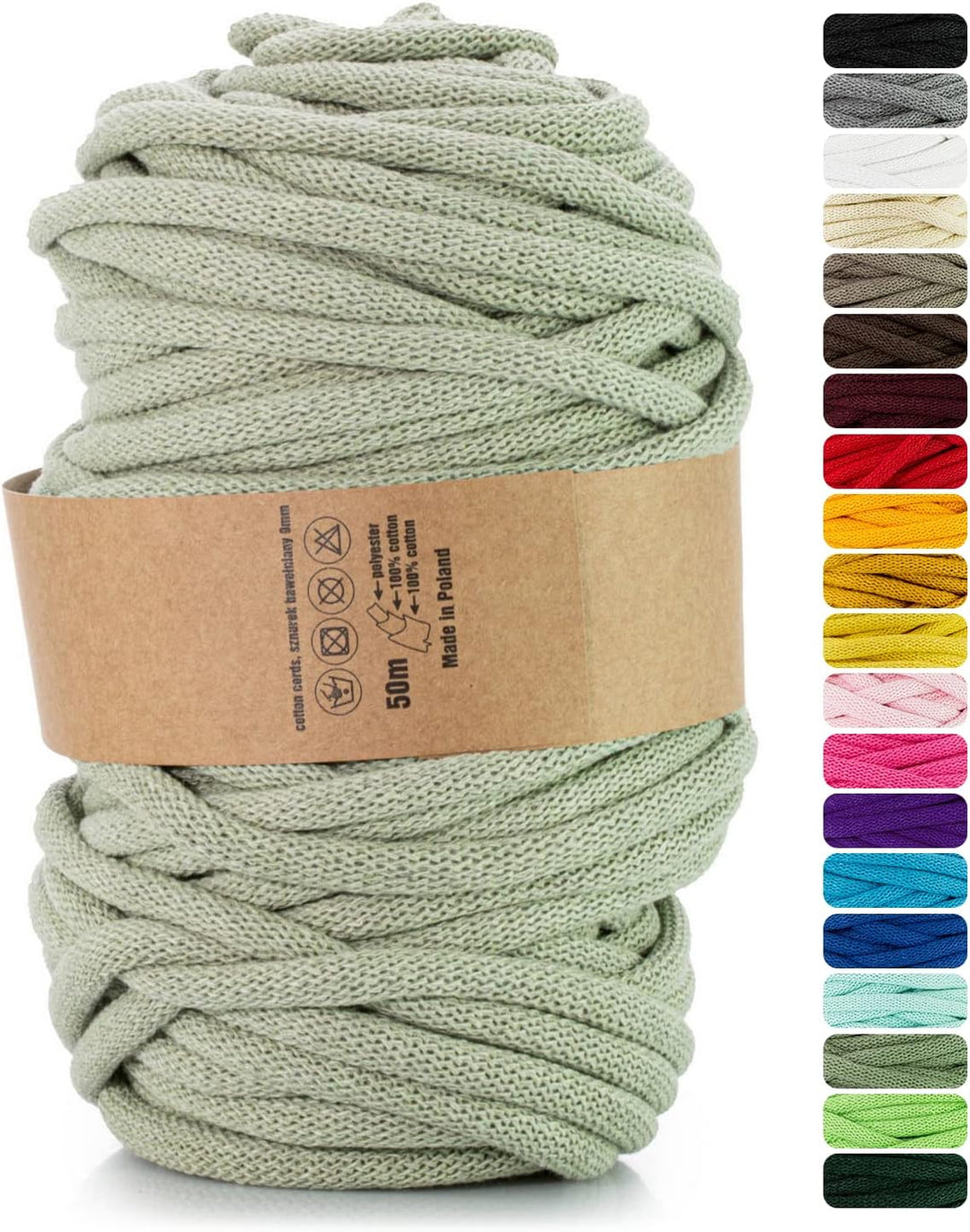 Netuno 1x Makramee Garn Olivengrün 9 mm 50 m Baumwollkordel mit Polyesterkern Dickes Garn Makramee K