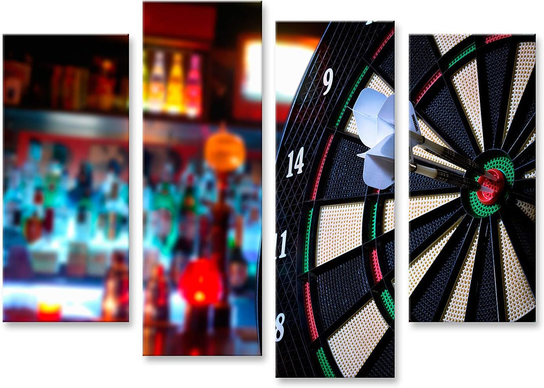 islandburner Bild auf Leinwand Darts Bilder Wandbilder Poster Leinwand 130x80cm - 4 Teile, Leinwand
