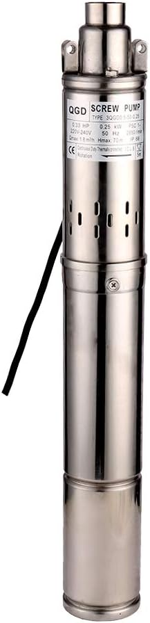 SHYLIYU Tiefbrunnenpumpe 220V Tauchpumpe Edelstahl Tauchpumpe oder Hauswasserwerk und Garten (0.25KW
