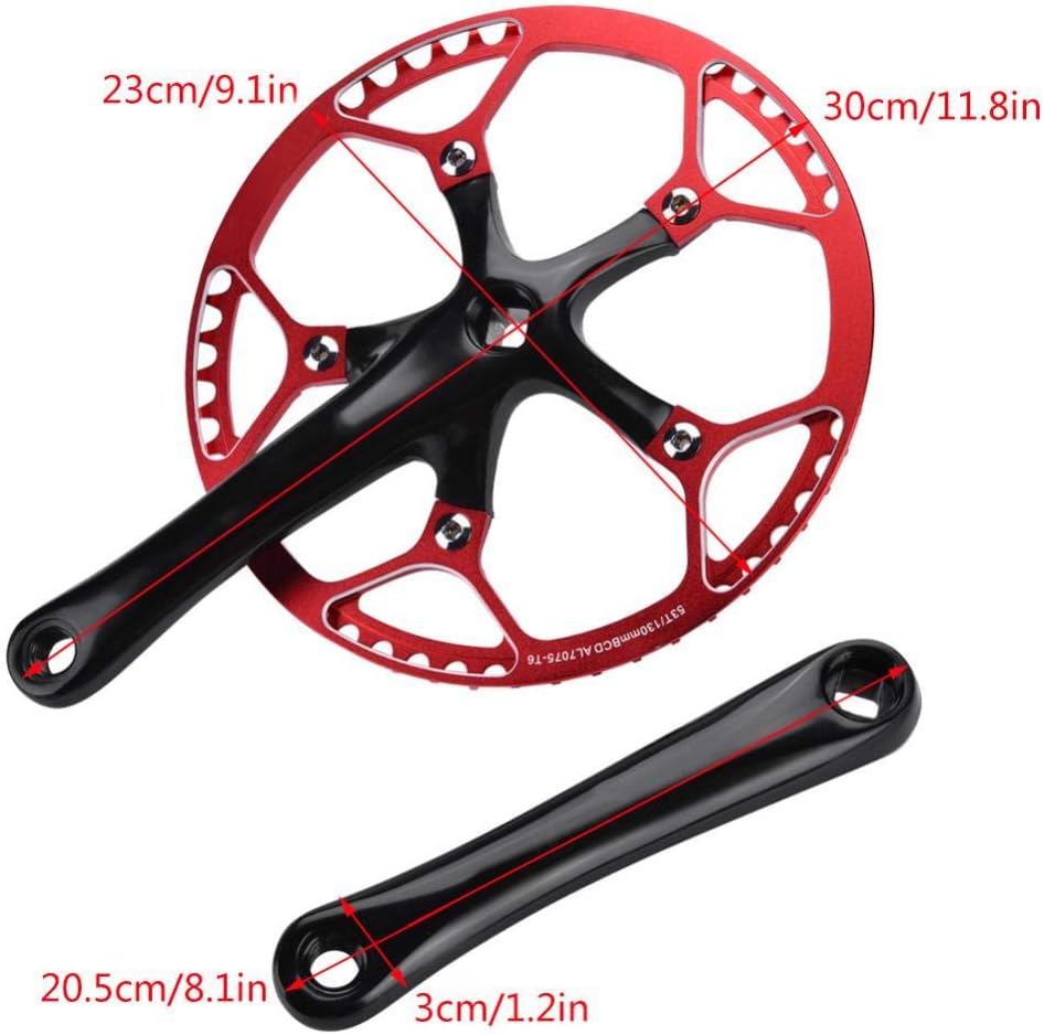VGEBY1 Singlespeed Kurbelgarnitur, 53T Fahrrad Kurbelarm Aluminiumlegierung Hohl Integral Single Spe