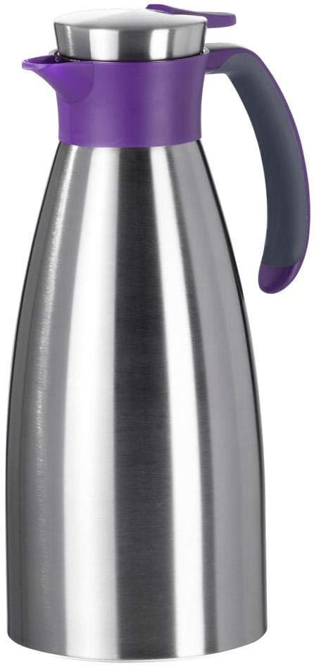 Emsa Soft Grip Isolierkanne, 1 Liter, Edelstahl, 12 Stunden heiss + 24 Stunden kalt, Auslaufsicher,