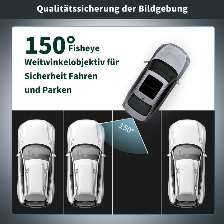 Uzone Auto Rückfahrkamera 150° Fischaugen Weitwinkel 720P AHD Backup Kamera IP68 Wasserdicht Metallh