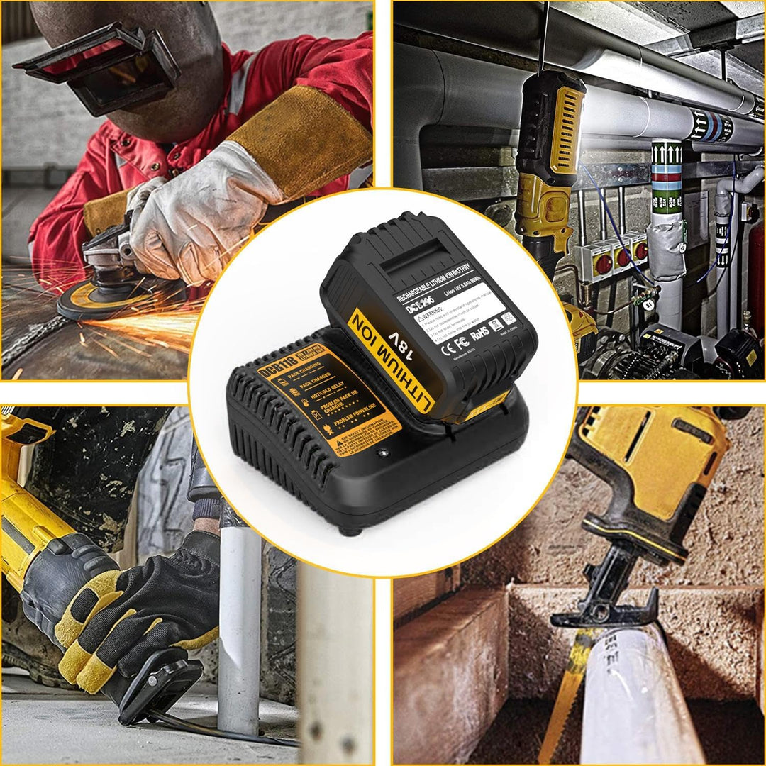 Energup 18V 5000mAh Ersatz für Dewalt Akku + DCB118 Ladegerät für DeWalt 18V DCB184 DCB200 DCB182 DC