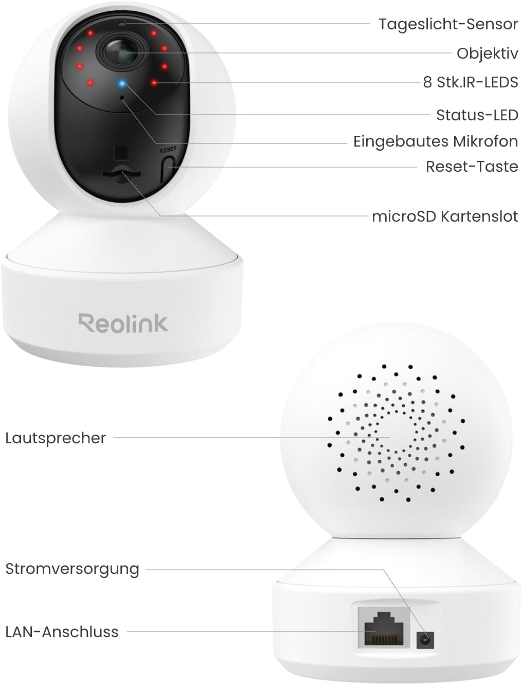 Reolink 4MP IP Kamera Indoor Überwachungskamera Innen WLAN Schwenkbar, 2,4Ghz und 5Ghz WiFi, 2-Wege-