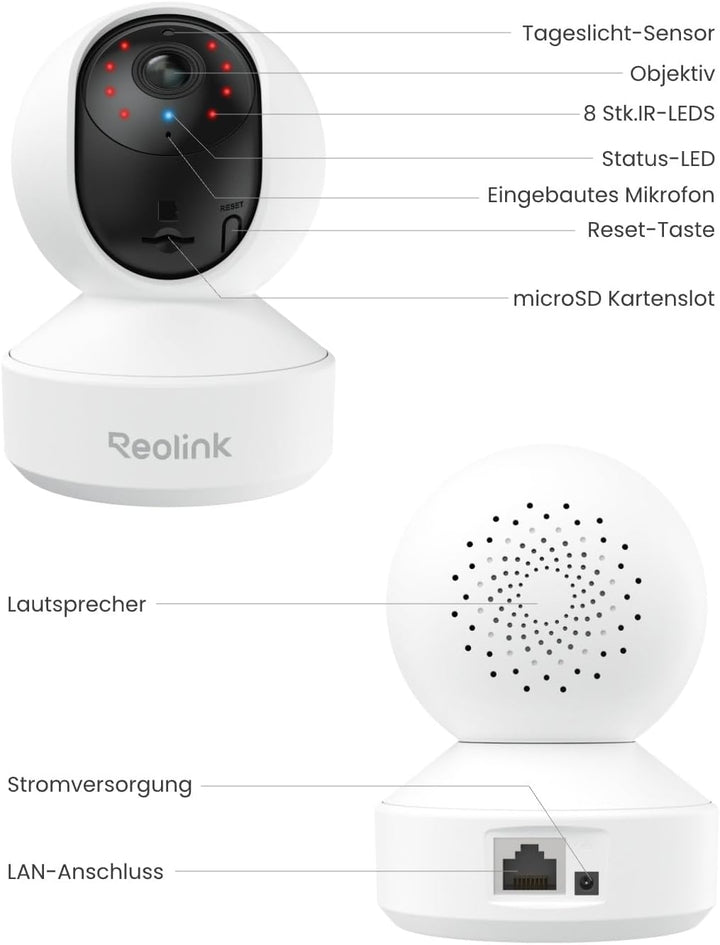 Reolink 4MP IP Kamera Indoor Überwachungskamera Innen WLAN Schwenkbar, 2,4Ghz und 5Ghz WiFi, 2-Wege-