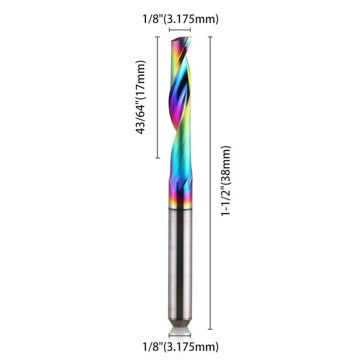 EU_HOZLY CNC-Fräser mit einer Nut, 1/8-Zoll-Schaft, 1/8-Zoll-Schnittdurchmesser, 17 mm (0,67 Zoll),