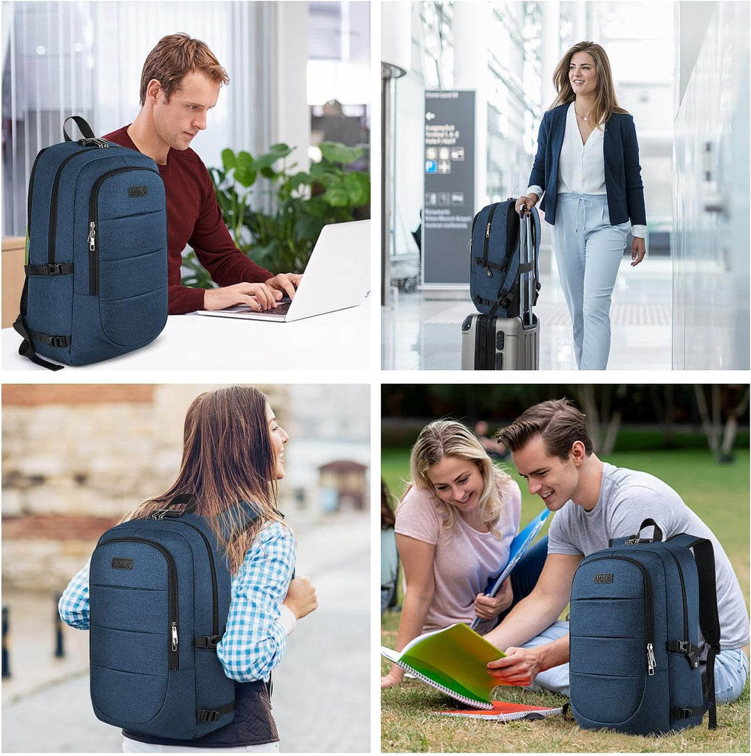 AMBOR Laptop Rucksack Herren mit USB-Ladeanschluss Rucksack Damen Anti-Diebstahl Rucksack für 17,3 Z