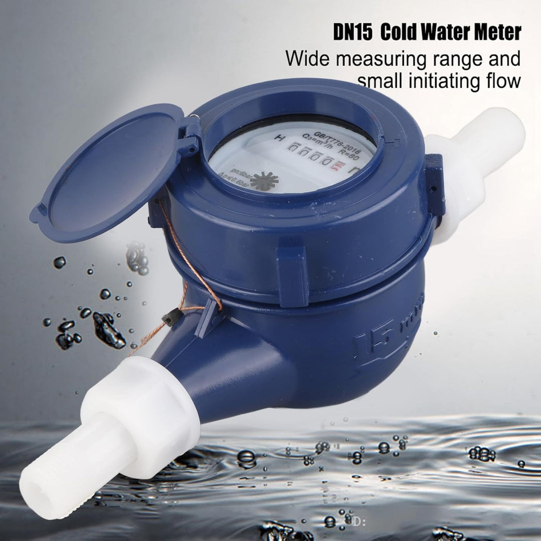 Wasserzähler DN15 Garden Home Kunststoff Kaltwasserzähler Single Water Nasstisch Messwerkzeug für Ga