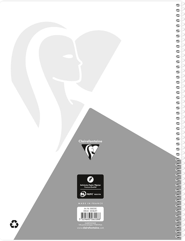 Clairefontaine 306228C - Packung mit 5 Heften / Collegeblöcke, DIN A4, 80 Blatt, 90g, kariert mit Do