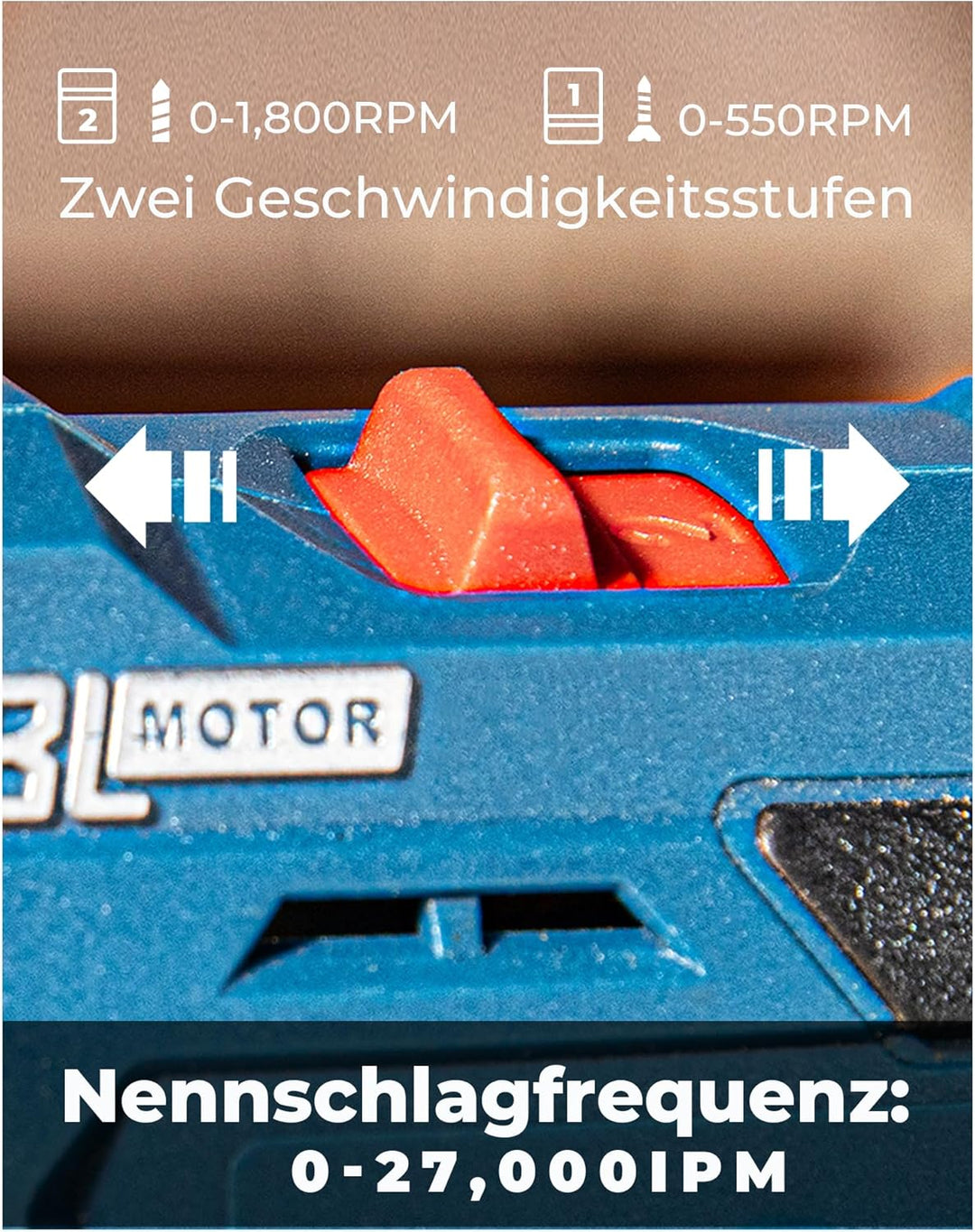 DongCheng Akku-Schlagbohrschrauber 18V, 50Nm, bürstenlose Schlagbohrmaschine, 20+1+1 Drehmomentstufe