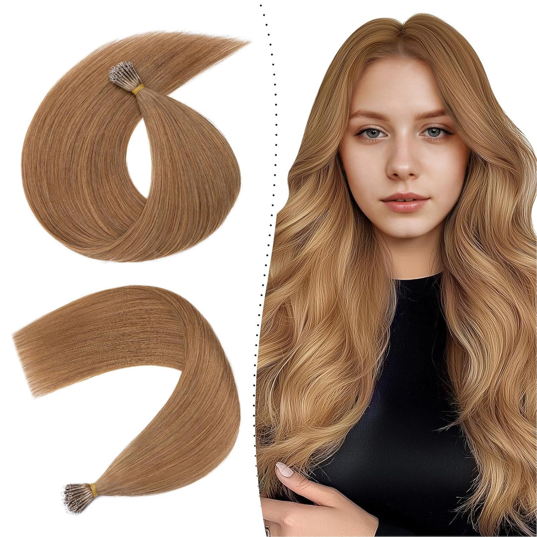 Silk-co Haarteile Echthaar Nanoring Extensions Loop Haarverlängerung 100% Human Hair Weich Natürlich