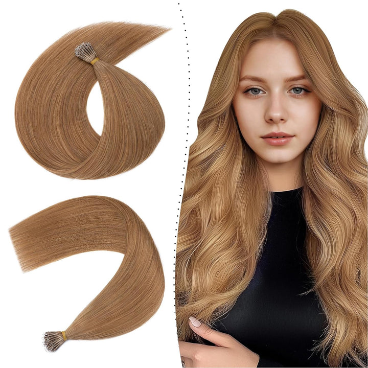 Silk-co Haarteile Echthaar Nanoring Extensions Loop Haarverlängerung 100% Human Hair Weich Natürlich