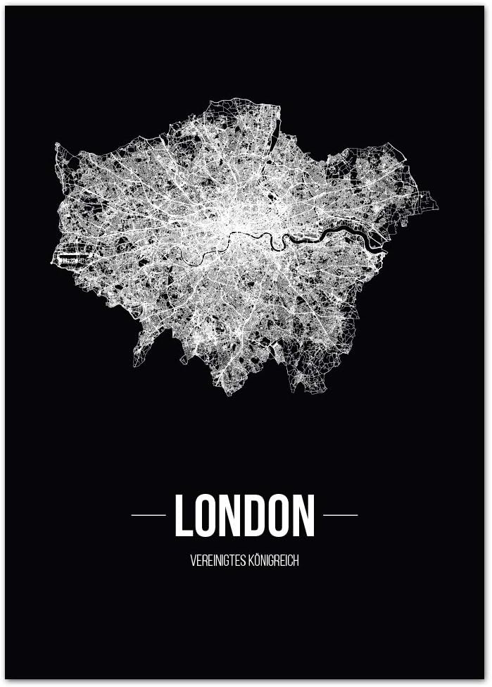 JUNIWORDS Stadtposter, London, Wähle eine Grösse, 40 x 60 cm, Poster, Schrift B, Schwarz 40 x 60 cm