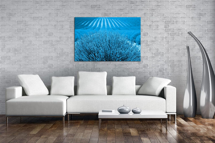 deyoli Lavendelfeld in Frankreich Format 80x60 Effekt: Monocrome Blau als Leinwandbild, Motiv fertig