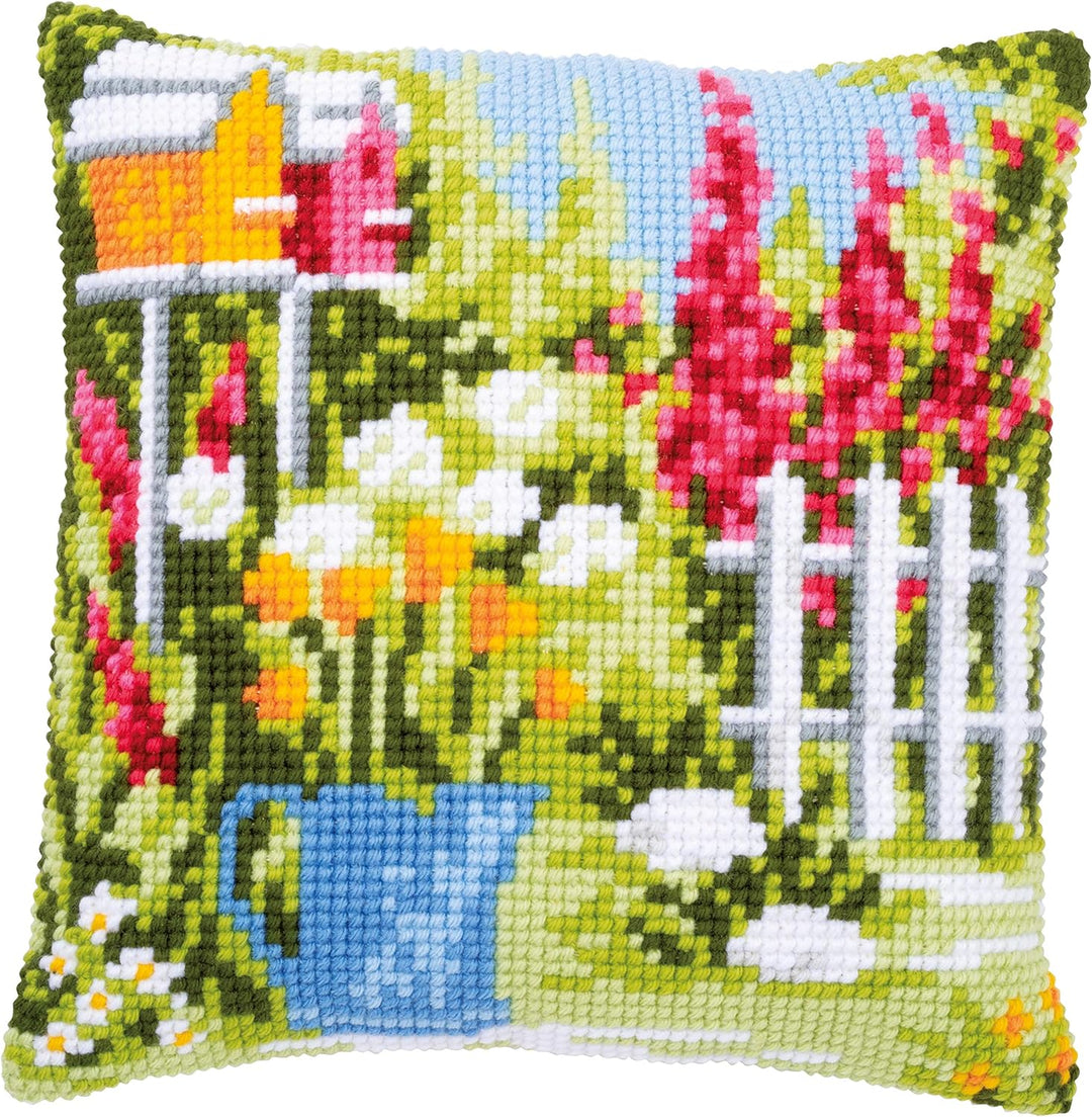 Vervaco PN-0182952 Kreuzstichkissen, Leinen, Mehrfarbig, 40x40cm