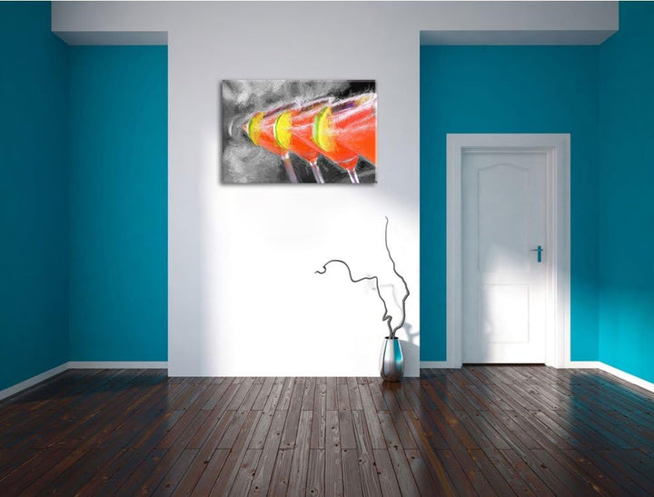 Frischer Sommercocktail, Bild auf Leinwand, XXL riesige Bilder fertig gerahmt mit Keilrahmen, Kunstd