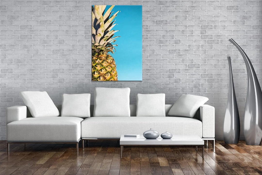 deyoli saftige Ananas Format: 80x60 als Leinwand, Motiv fertig gerahmt auf Echtholzrahmen, Hochwerti