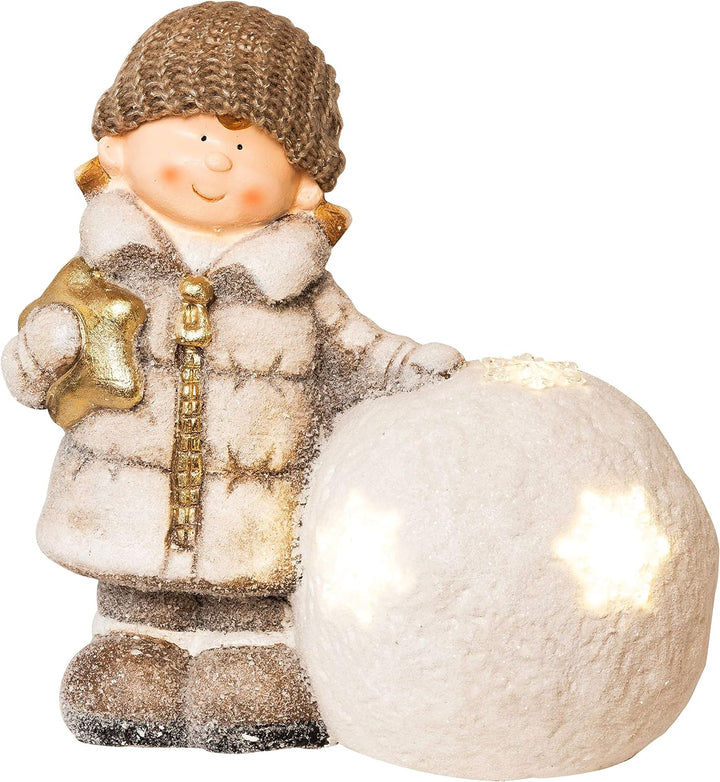 Wichtelstube-Kollektion XL 35cm Dekofigur LED Schneeball Weihnachten Deko Garten Weihnachsdeko