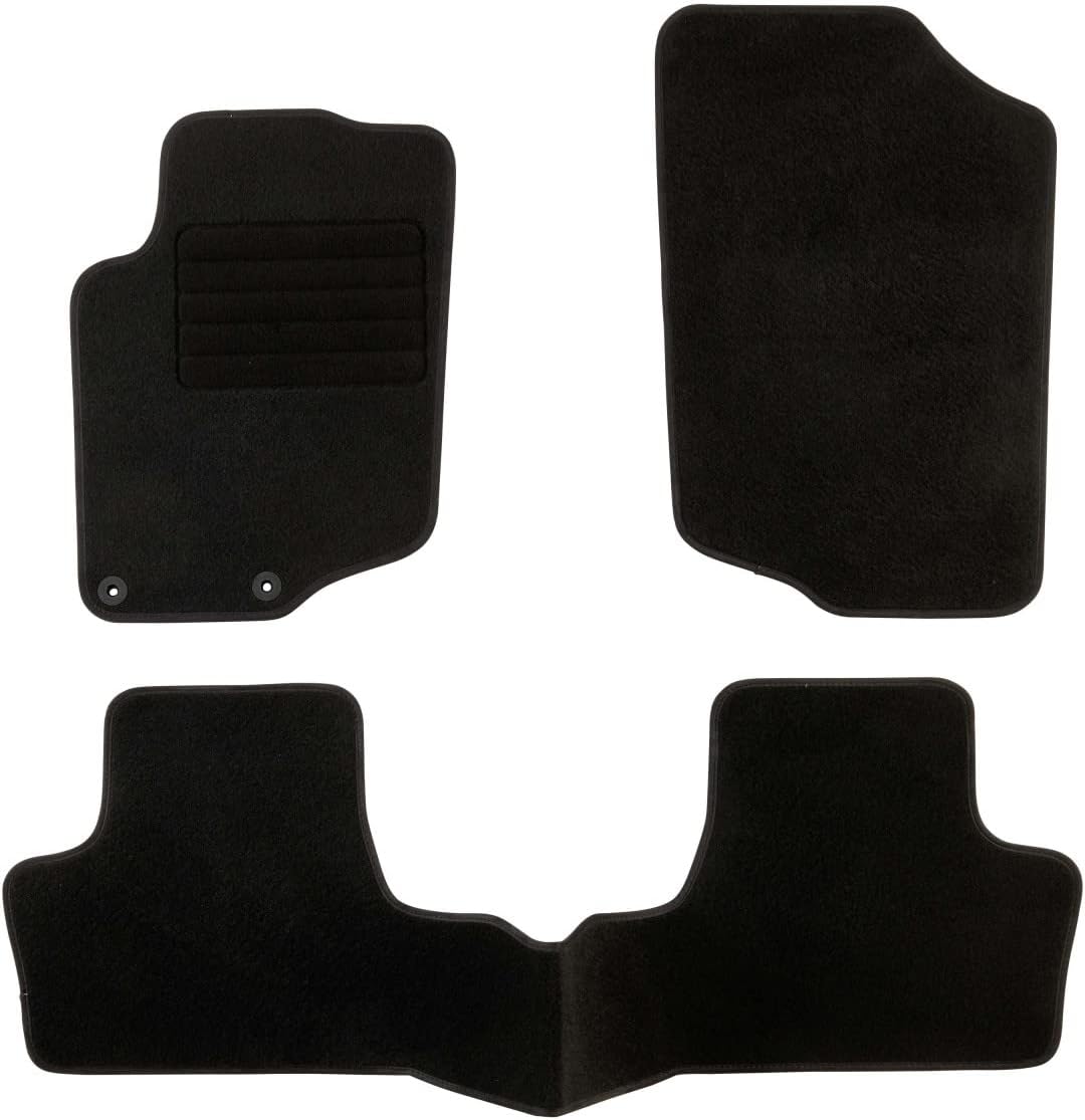 DBS Autofussmatte - nach Mass - 3-teilig - Anti Rutsch - schwarzer Nadelfilz 900g/m² - Velours Ferti