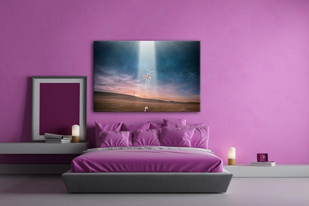 deyoli Ufo Entführung Format: 80x60 als Leinwandbild, Motiv fertig gerahmt auf Echtholzrahmen, Hochw
