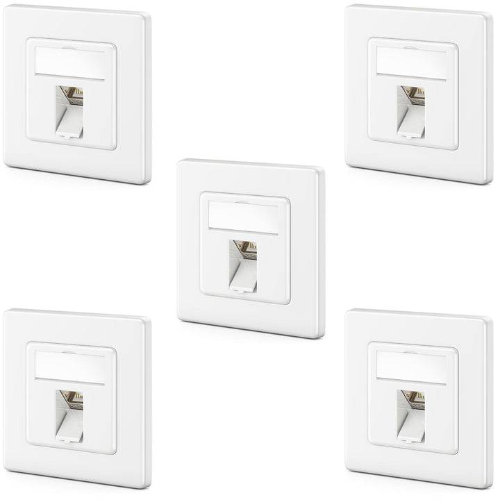 deleyCON 5x CAT8 Keystone Netzwerkdosen Set 2000 MHz 40 GBit/s Unterputz 5x Netzwerkdose & 5x Keysto
