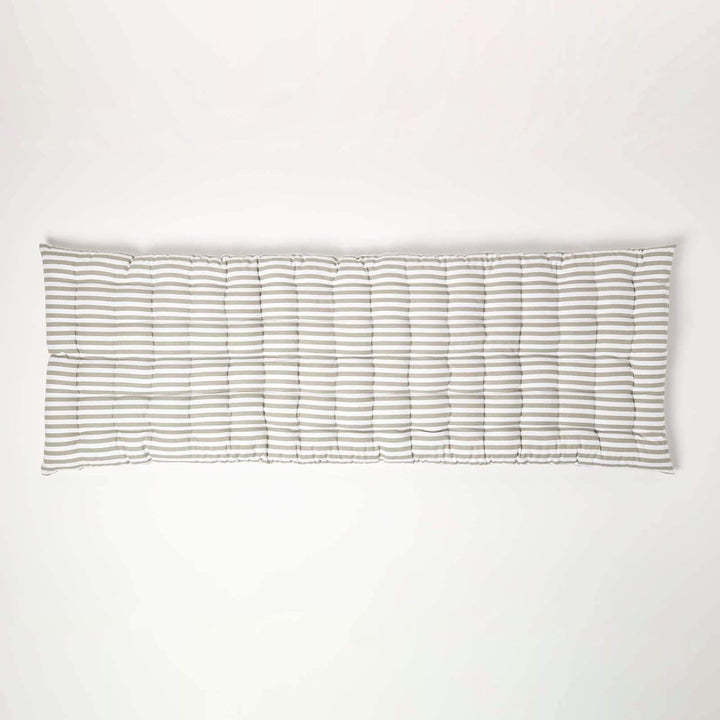 Homescapes gestreifte Bankauflage, grau, Sitzkissen für Bänke und Gartenbänke mit Bezug aus 100% Bau