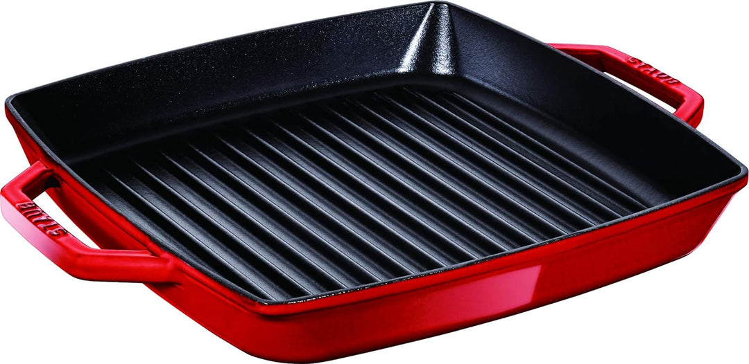 Staub 40511-730-0 Grillpfanne, rechteckige mit zwei Griffen, 23 cm, Gusseisen, kirschrot Kirschrot 2