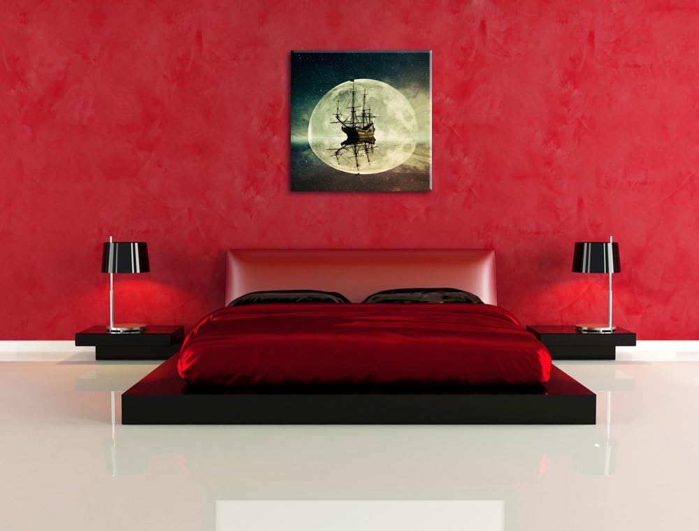 Geisterschiff im Weltall, Format: 70x70 auf Leinwand, XXL riesige Bilder fertig gerahmt mit Keilrahm