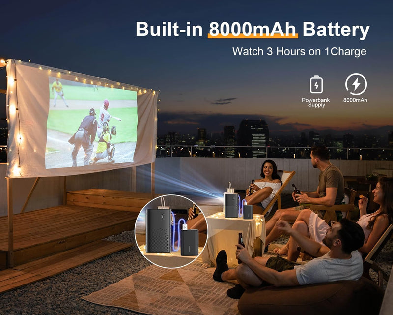 OTHA Mini Beamer WiFi Bluetooth, DLP 3D Mini Projektor 300ANSI Lumens, Android Video Beamer Unterstü
