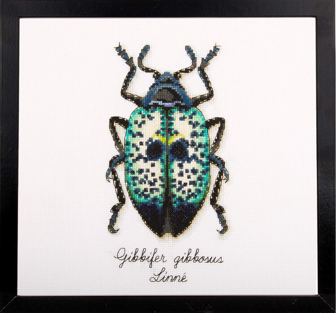 Vervaco Zählmusterpackung Blauer Käfer Aida Kreuzstickpackung zum Auszählen, weiss, 12 x 20 x 0,3 cm
