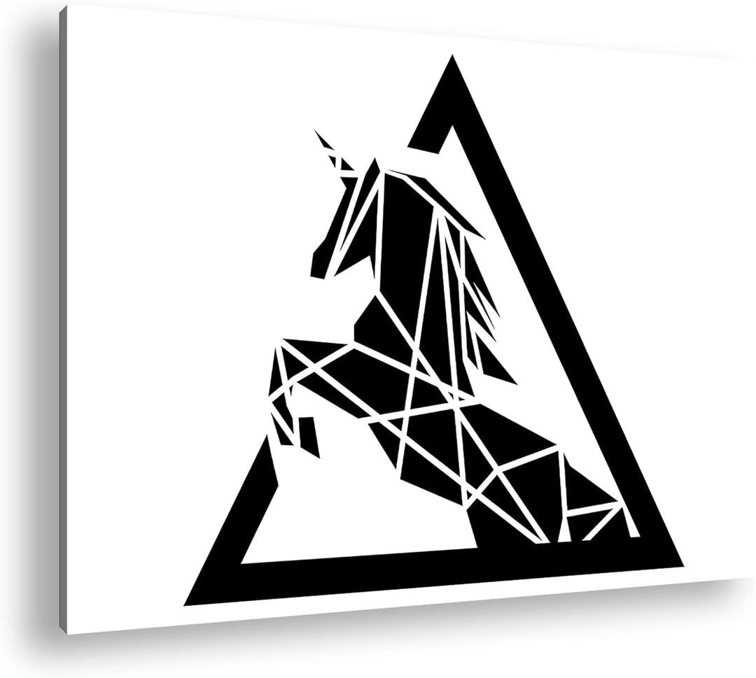 deyoli Polygone Einhorn Logo Format: 80x60 als Leinwandbild, Motiv fertig gerahmt auf Echtholzrahmen