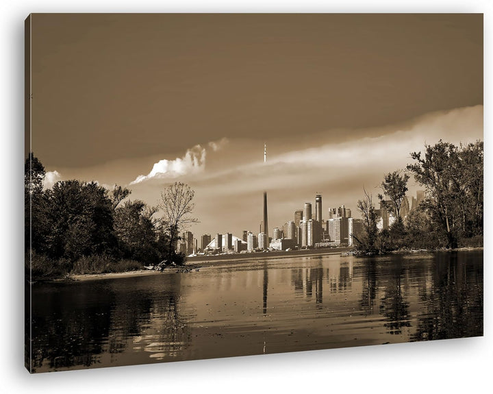 deyoli Küste von Toronto Kanada Format: 80x60 Effekt: Sepia als Leinwand, Motiv fertig gerahmt auf E