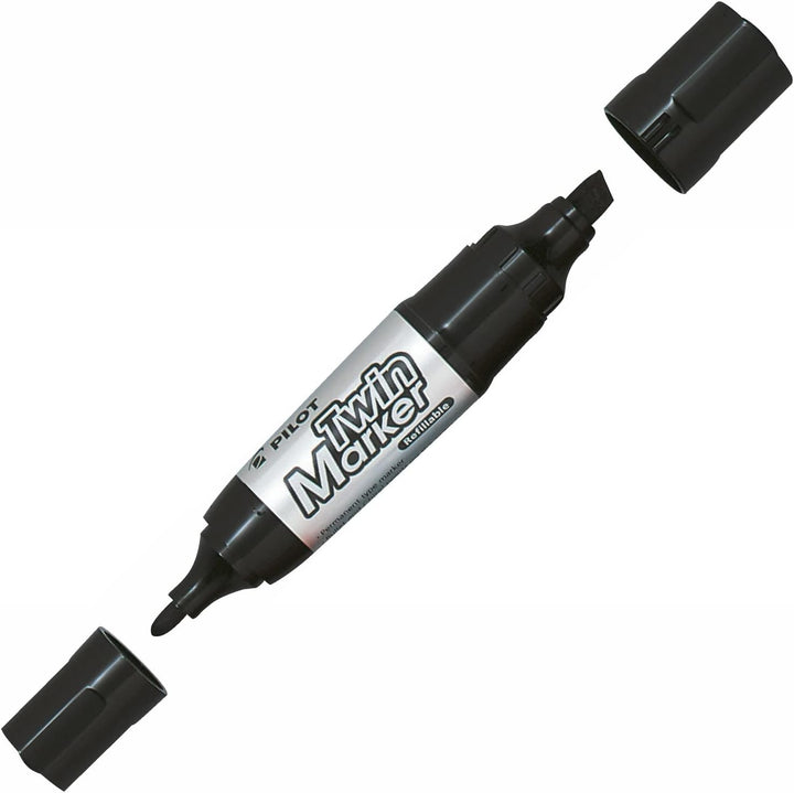 Pilot Marker 6er Set Permanent Twin Marker Jumbo pte Wate und pte Keilspitze schwarz