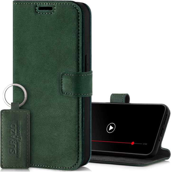 SURAZO Premium Handyhülle für Samsung Galaxy A34 5G Hülle Leder – Klappbare Echtleder Schutzhülle [M