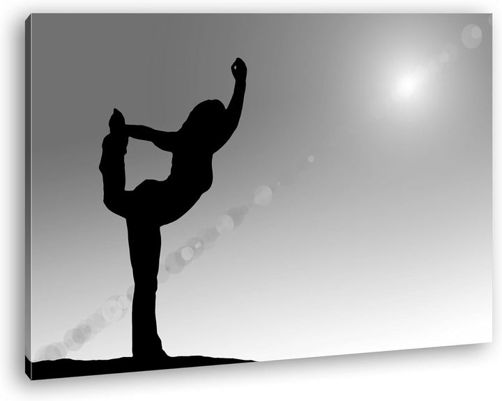 deyoli Silhouette Einer Frau beim Yoga Effekt: Schwarz/Weiss Format: 100x70 als Leinwandbild, Motiv