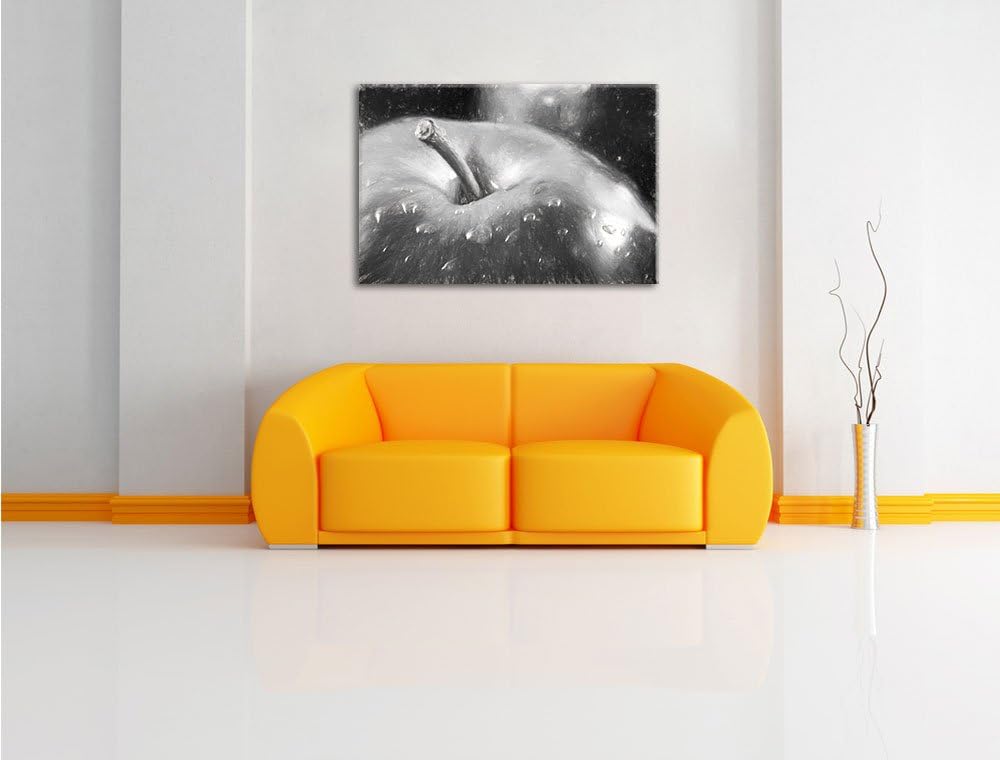 roter Apfel Kohle Effekt, Format: 100x70 auf Leinwand, XXL riesige Bilder fertig gerahmt mit Keilrah