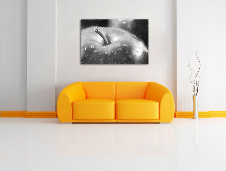 roter Apfel Kohle Effekt, Format: 100x70 auf Leinwand, XXL riesige Bilder fertig gerahmt mit Keilrah