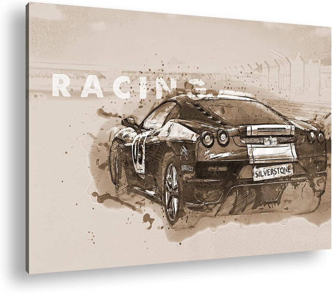 deyoli Racing Auto Effekt: Sepia Format: 80x60 als Leinwandbild, Motiv fertig gerahmt auf Echtholzra