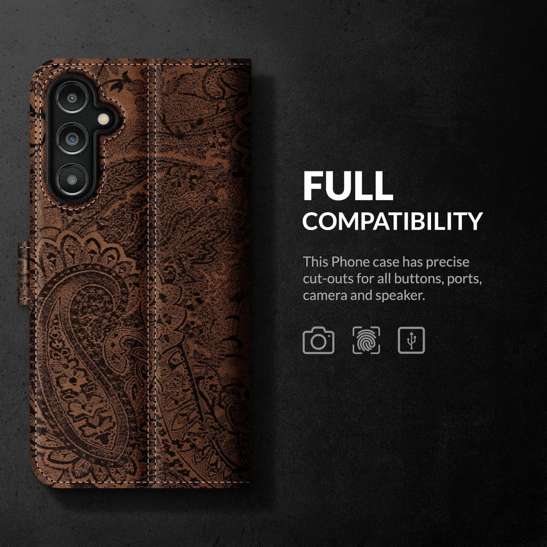 SURAZO Premium Slim Magnet Handyhülle für Samsung Galaxy A34 5G Hülle Leder – Klappbare Echtleder Sc