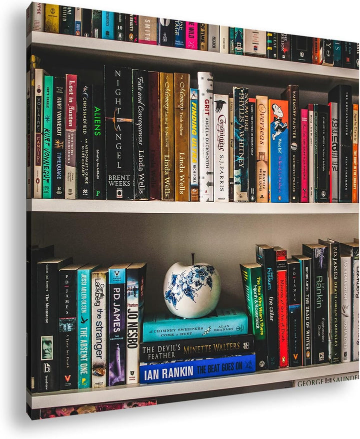 deyoli Rand volles Bücherregal Format: 60x60 cm als Leinwandbild, Motiv fertig gerahmt auf Echtholzr