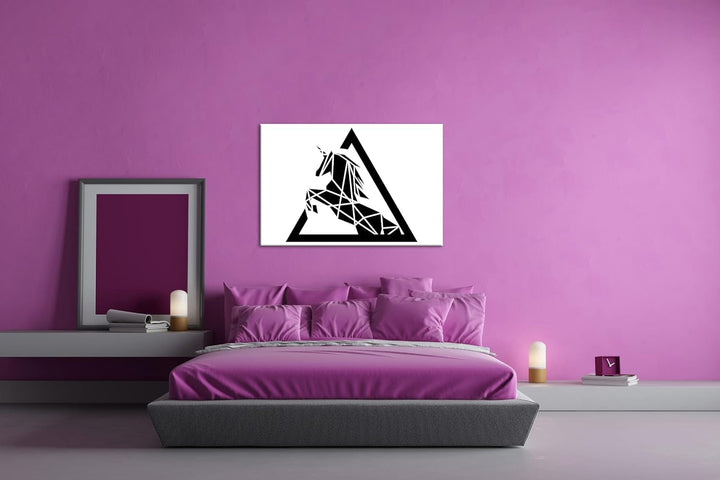 deyoli Polygone Einhorn Logo Format: 80x60 als Leinwandbild, Motiv fertig gerahmt auf Echtholzrahmen