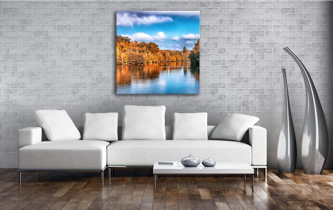 deyoli Stiller See Format: 70x70 als Leinwand, Motiv fertig gerahmt auf Echtholzrahmen, Hochwertiger