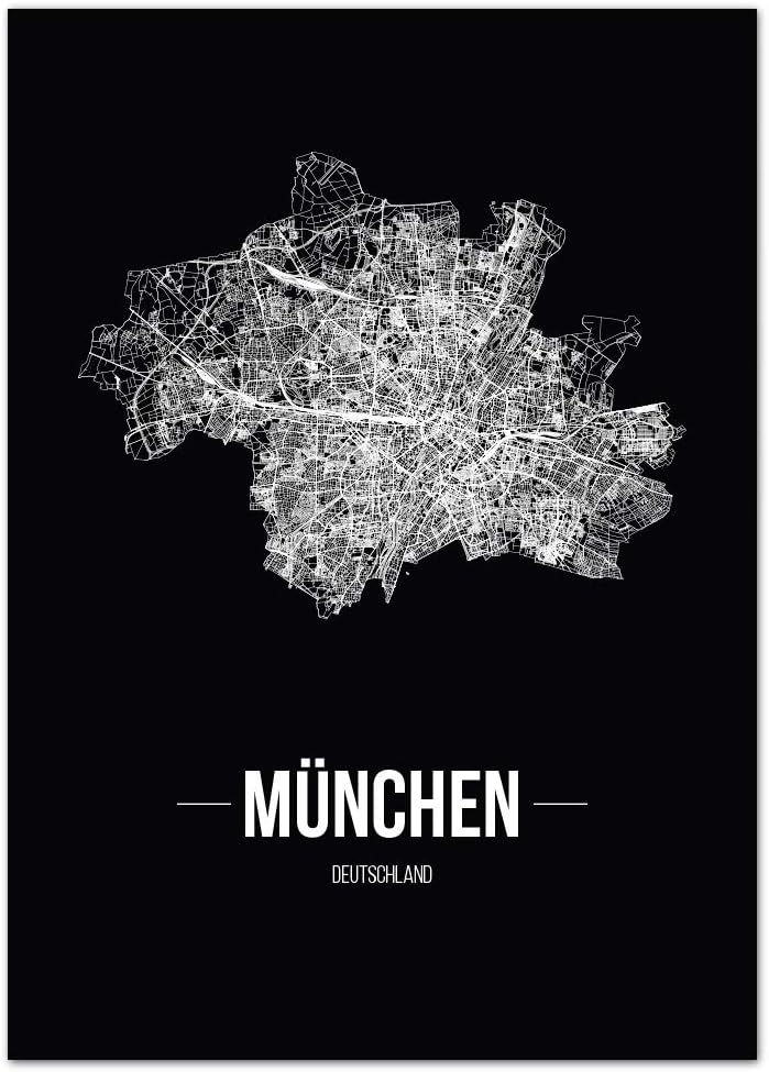 JUNIWORDS Stadtposter, München, Wähle eine Grösse, 40 x 60 cm, Poster, Schrift B, Schwarz 40 x 60 cm