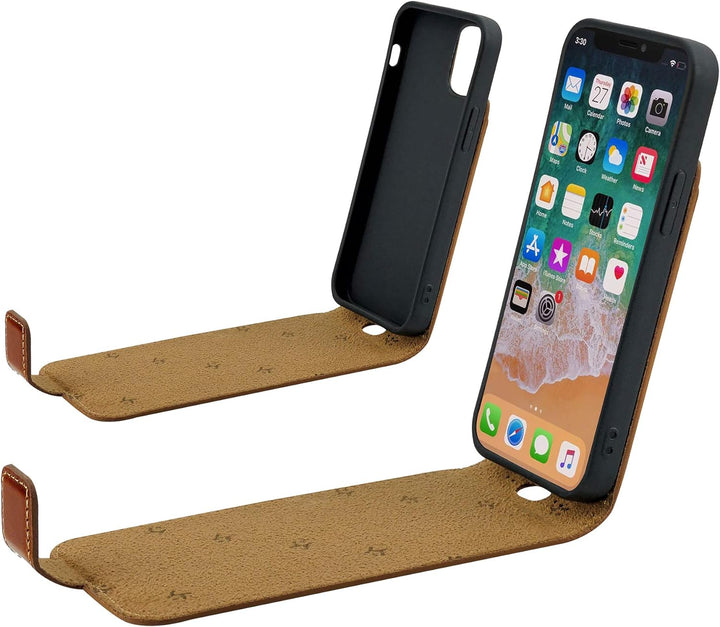 Suncase Original Flip-Style (Ultra-Slim) kompatibel mit iPhone 12 Mini (5.4") Hülle Ledertasche Tasc